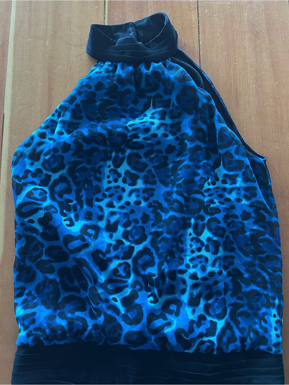 Women’s Blue Leopard Print Halter Top